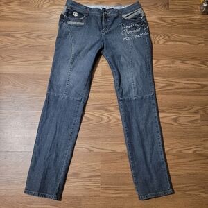 Unique Embelished Blue Jeans Y2K